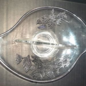 Vintage candy dish with silver floral inlay